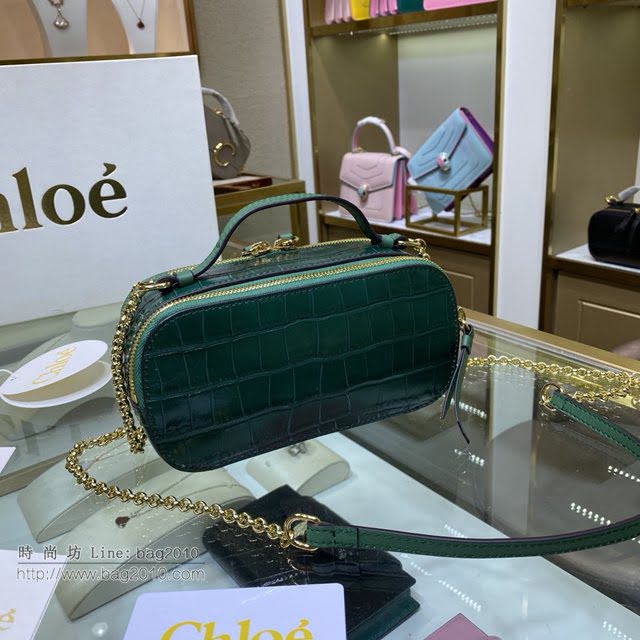 Chloe女包 克洛伊經典C Bag鱷魚壓紋鏈條相機包 Chole手提肩背斜挎包  jjh1232